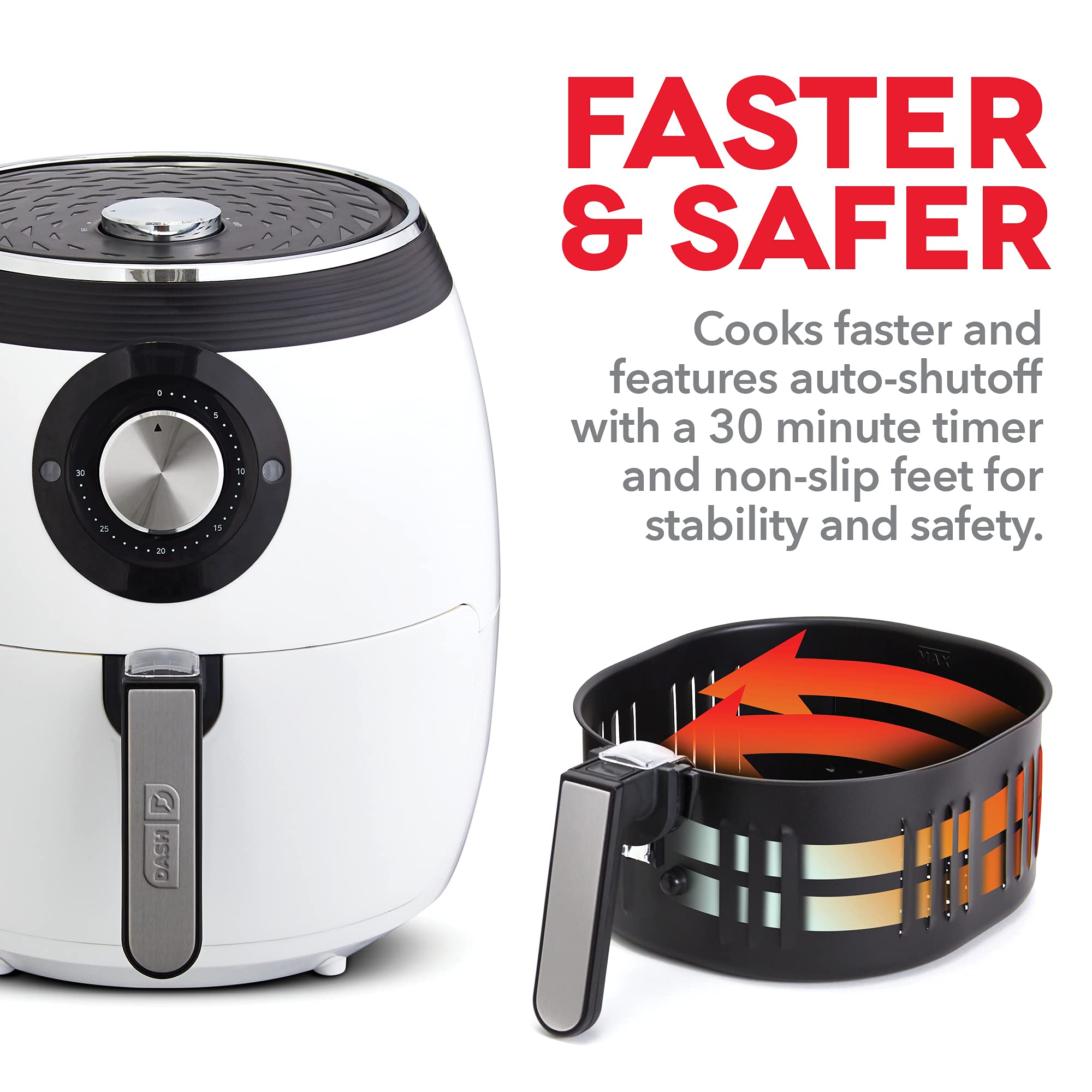 Dash Deluxe Electric Air Fryer + Oven Cooker With Temperature Control, Non-Stick Fry Basket, Recipe Guide + Auto Shut Off Featur